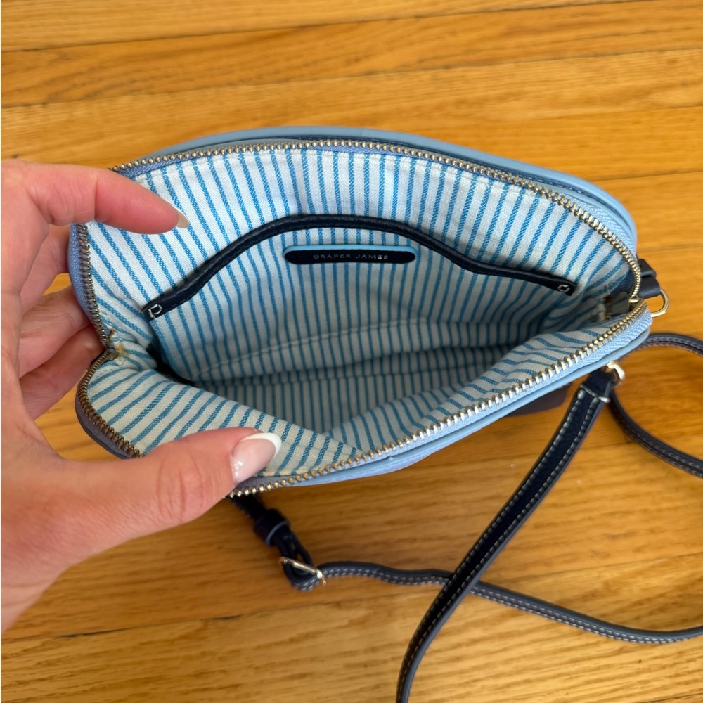 Draper James Two-Tone Light Blue and Navy Leather Crossbody - Picture 8 of 12